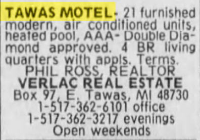 Tawas Motel (Tawas Inn) - 1988 For Sale (newer photo)